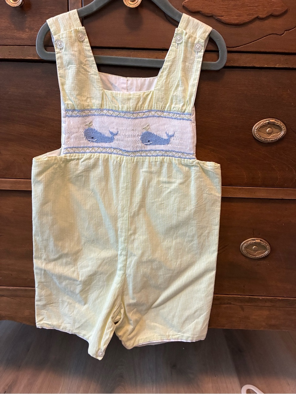 Light Yellow Smocked Whale Shortalls for Kids - Classic Overalls